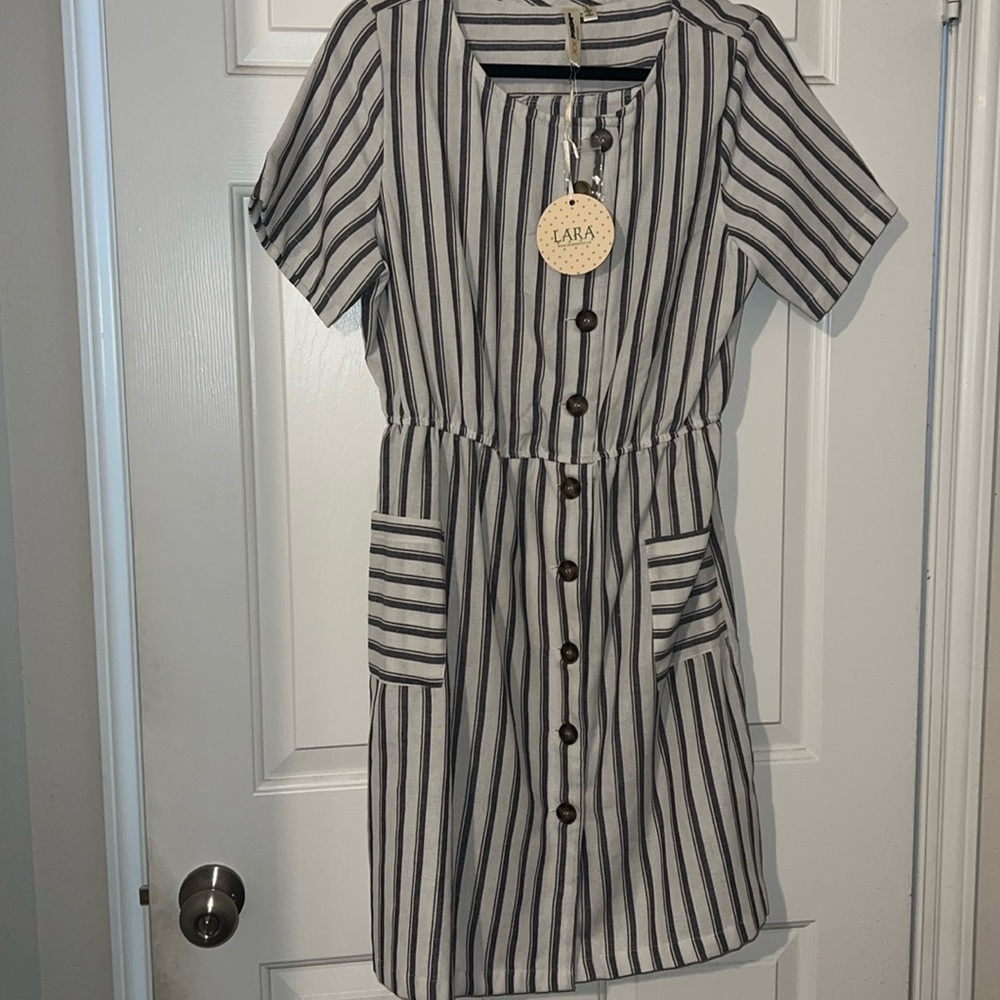 Cotton Blend Button Down Dress